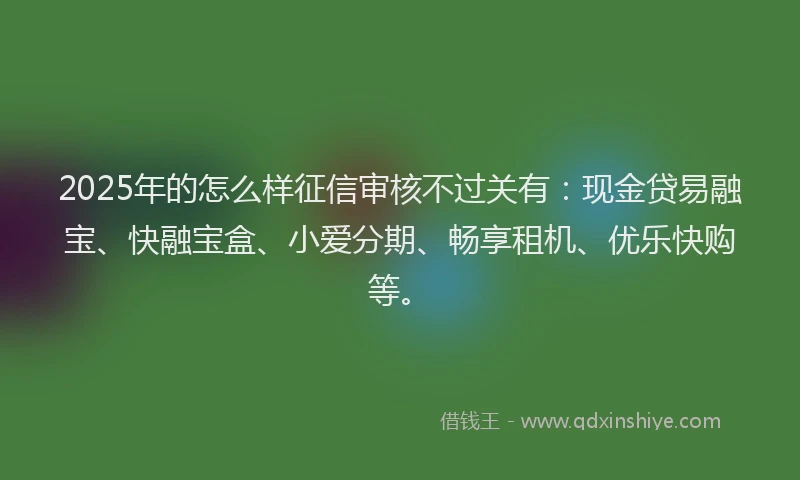 2025年的怎么样征信审核不过关有：现金贷易融宝、快融宝盒、小爱分期、畅享租机、优乐快购等。
