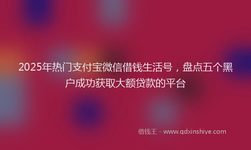 2025年热门支付宝微信借钱生活号，盘点五个黑户成功获取大额贷款的平台