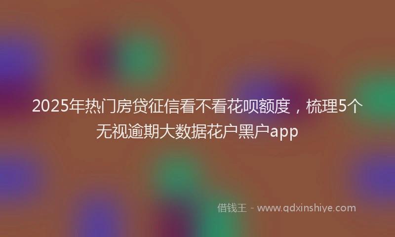 2025年热门房贷征信看不看花呗额度，梳理5个无视逾期大数据花户黑户app
