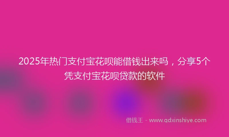 2025年热门支付宝花呗能借钱出来吗，分享5个凭支付宝花呗贷款的软件
