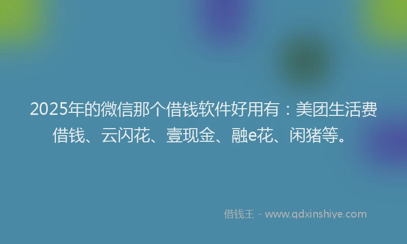 2025年的微信那个借钱软件好用有：美团生活费借钱、云闪花、壹现金、融e花、闲猪等。