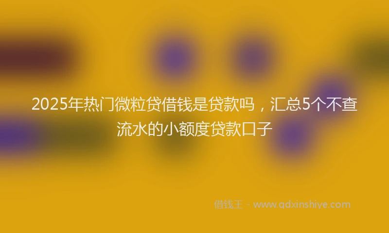 2025年热门微粒贷借钱是贷款吗，汇总5个不查流水的小额度贷款口子