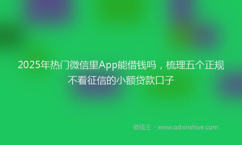 2025年热门微信里App能借钱吗，梳理五个正规不看征信的小额贷款口子