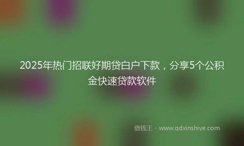 2025年热门招联好期贷白户下款，分享5个公积金快速贷款软件