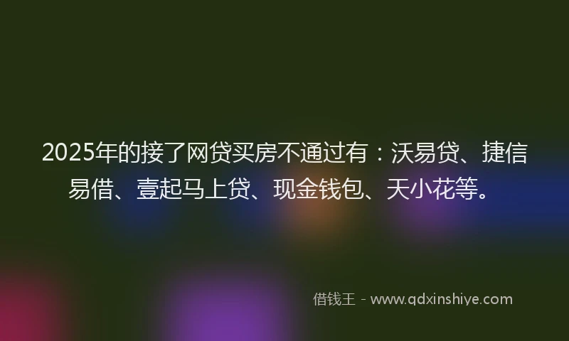 2025年的接了网贷买房不通过有：沃易贷、捷信易借、壹起马上贷、现金钱包、天小花等。