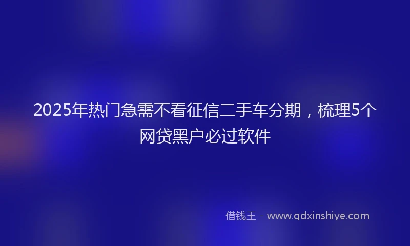 2025年热门急需不看征信二手车分期，梳理5个网贷黑户必过软件
