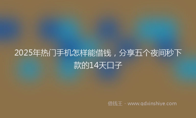 2025年热门手机怎样能借钱，分享五个夜间秒下款的14天口子