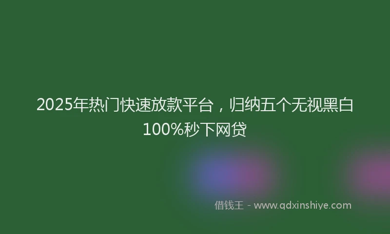 2025年热门快速放款平台，归纳五个无视黑白100%秒下网贷