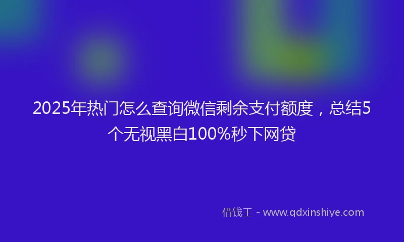 2025年热门怎么查询微信剩余支付额度，总结5个无视黑白100%秒下网贷