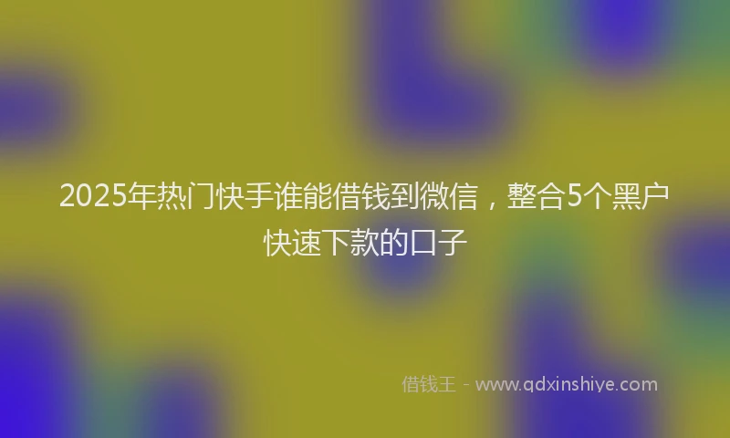 2025年热门快手谁能借钱到微信，整合5个黑户快速下款的口子