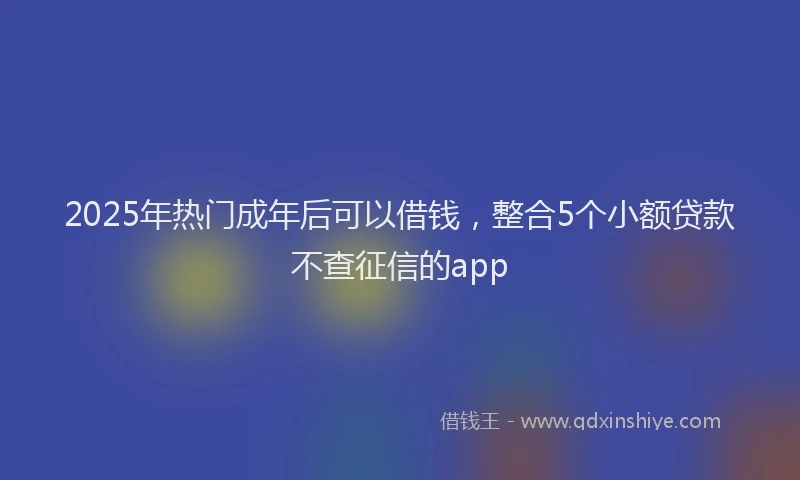 2025年热门成年后可以借钱，整合5个小额贷款不查征信的app