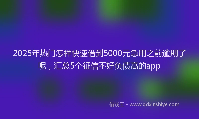 2025年热门怎样快速借到5000元急用之前逾期了呢，汇总5个征信不好负债高的app