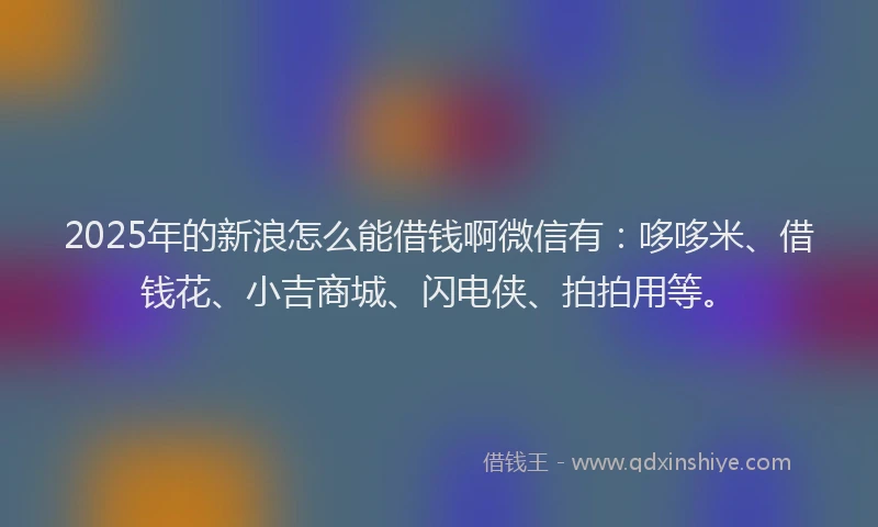 2025年的新浪怎么能借钱啊微信有：哆哆米、借钱花、小吉商城、闪电侠、拍拍用等。