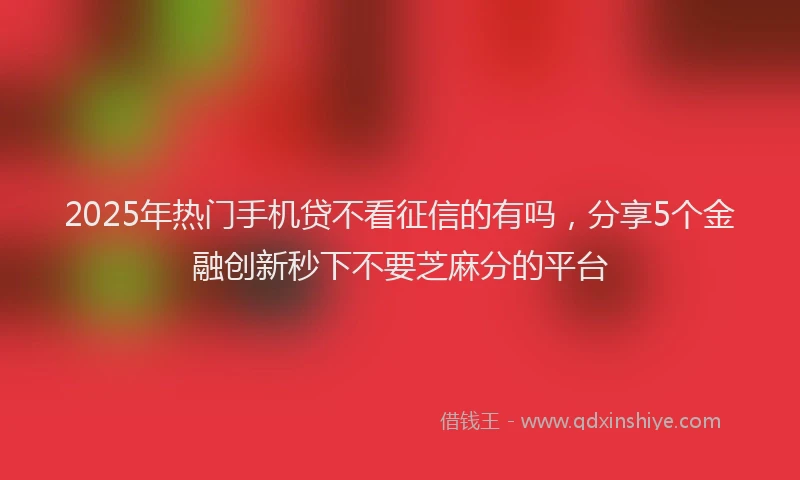 2025年热门手机贷不看征信的有吗，分享5个金融创新秒下不要芝麻分的平台