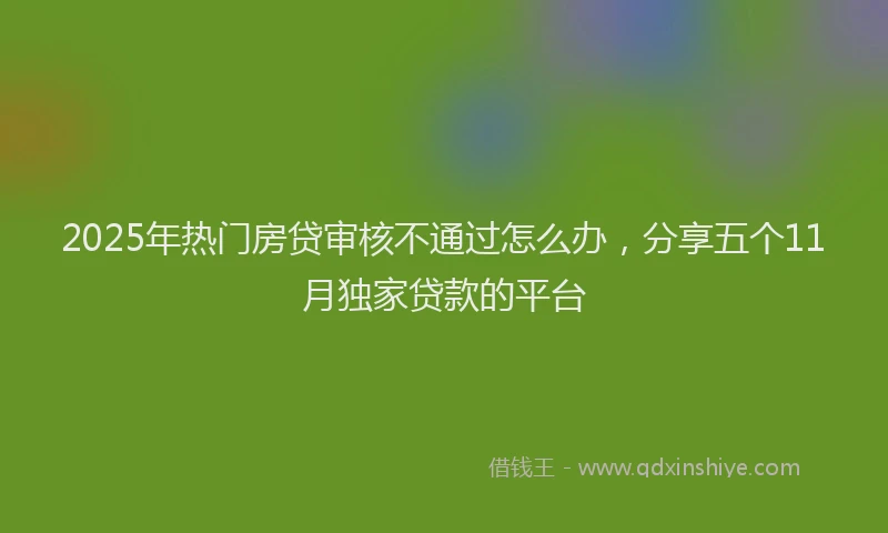 2025年热门房贷审核不通过怎么办，分享五个11月独家贷款的平台
