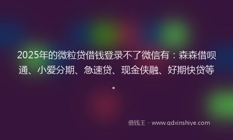 2025年的微粒贷借钱登录不了微信有：森森借呗通、小爱分期、急速贷、现金侠融、好期快贷等。