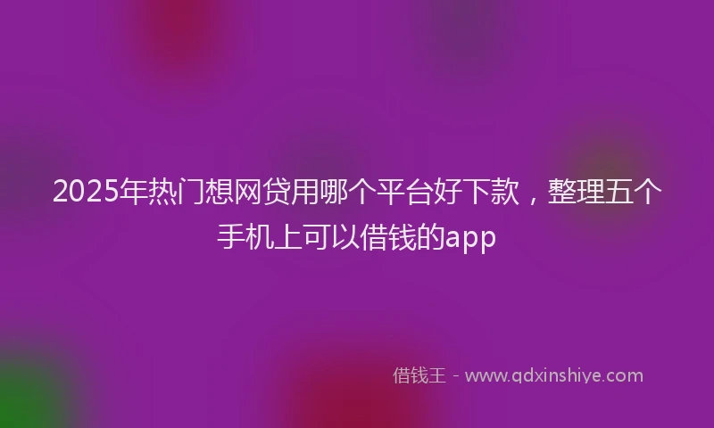 2025年热门想网贷用哪个平台好下款，整理五个手机上可以借钱的app