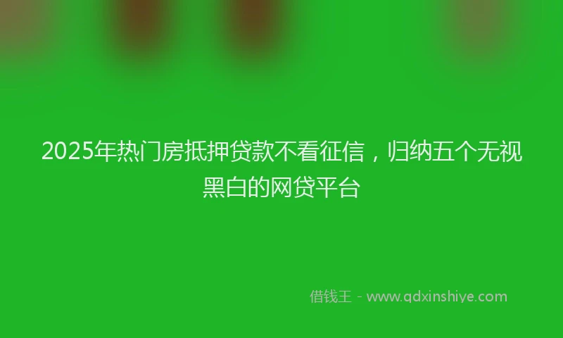 2025年热门房抵押贷款不看征信，归纳五个无视黑白的网贷平台