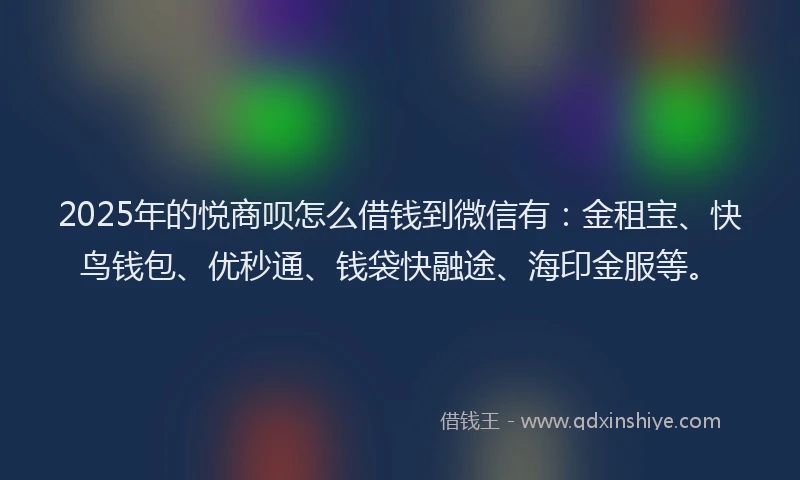 2025年的悦商呗怎么借钱到微信有：金租宝、快鸟钱包、优秒通、钱袋快融途、海印金服等。