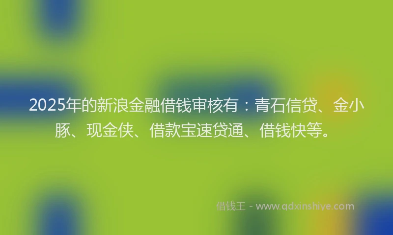 2025年的新浪金融借钱审核有：青石信贷、金小豚、现金侠、借款宝速贷通、借钱快等。