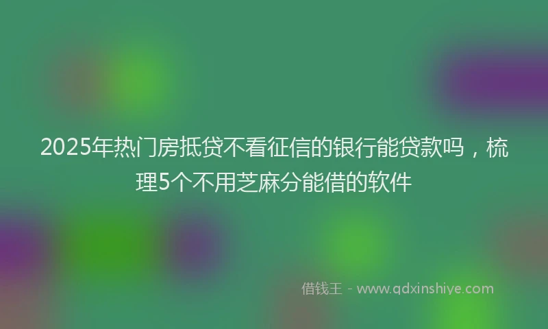 2025年热门房抵贷不看征信的银行能贷款吗，梳理5个不用芝麻分能借的软件