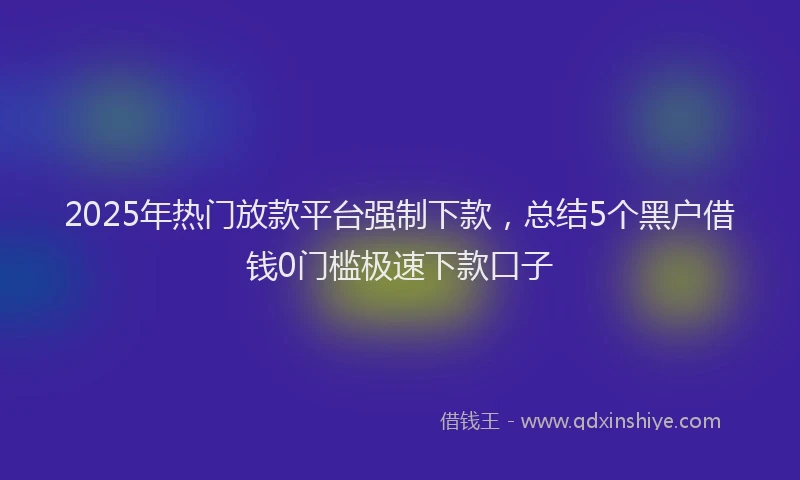 2025年热门放款平台强制下款，总结5个黑户借钱0门槛极速下款口子