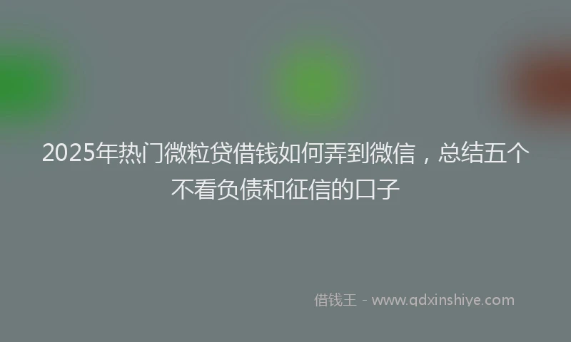 2025年热门微粒贷借钱如何弄到微信，总结五个不看负债和征信的口子