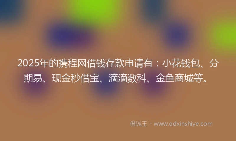 2025年的携程网借钱存款申请有：小花钱包、分期易、现金秒借宝、滴滴数科、金鱼商城等。