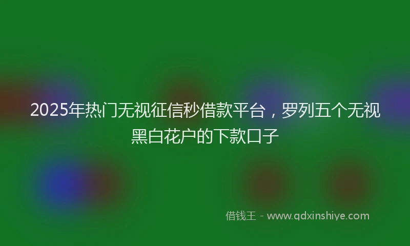 2025年热门无视征信秒借款平台，罗列五个无视黑白花户的下款口子