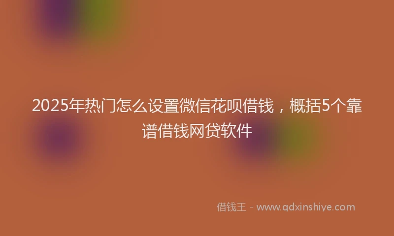 2025年热门怎么设置微信花呗借钱，概括5个靠谱借钱网贷软件