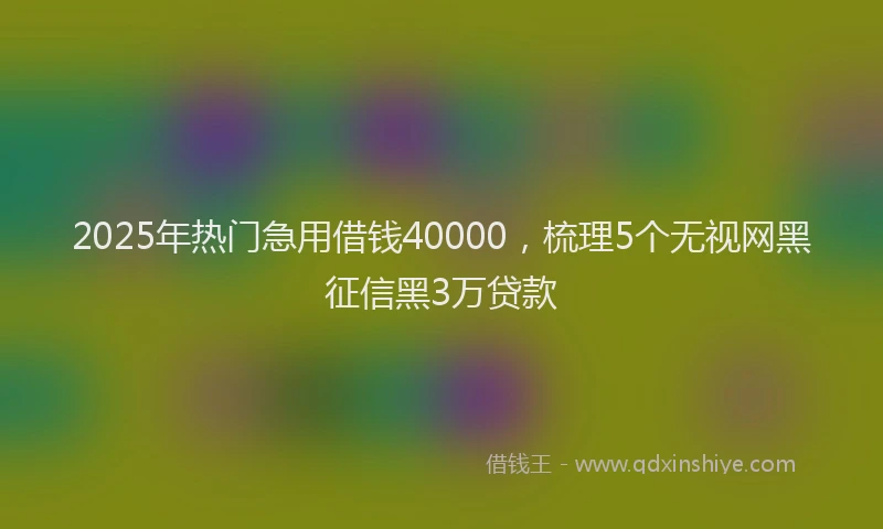 2025年热门急用借钱40000，梳理5个无视网黑征信黑3万贷款
