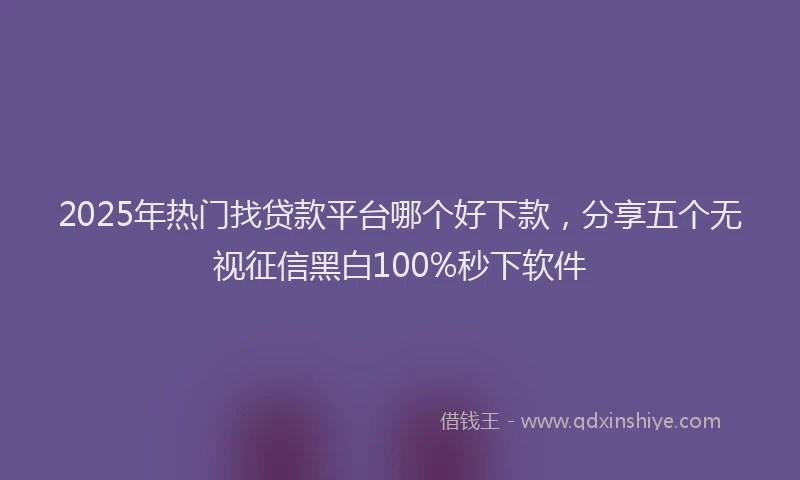 2025年热门找贷款平台哪个好下款，分享五个无视征信黑白100%秒下软件