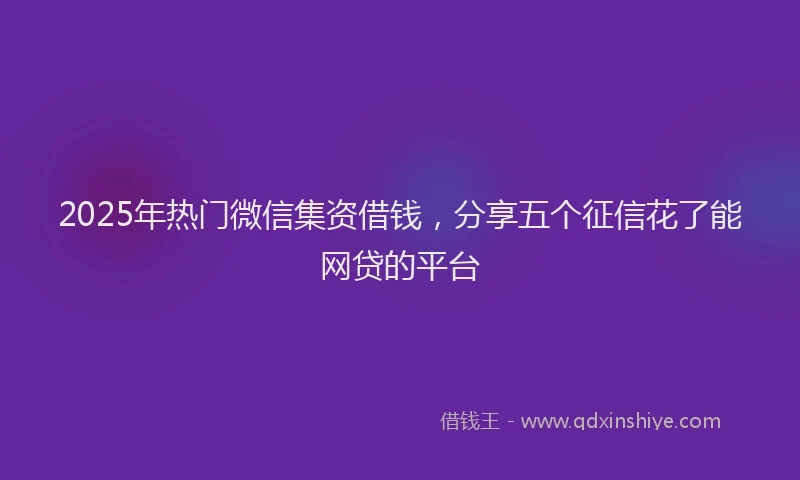 2025年热门微信集资借钱，分享五个征信花了能网贷的平台