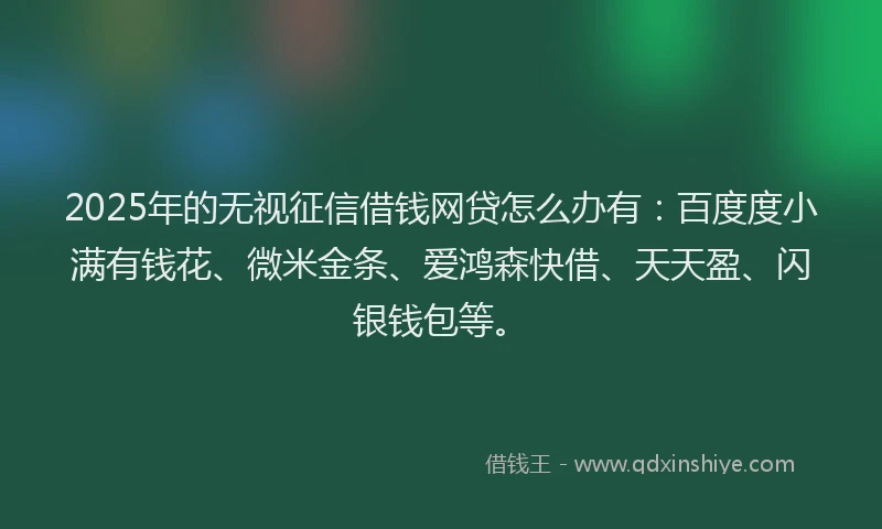 2025年的无视征信借钱网贷怎么办有：百度度小满有钱花、微米金条、爱鸿森快借、天天盈、闪银钱包等。