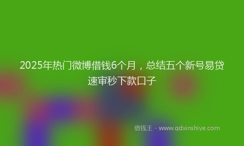 2025年热门微博借钱6个月，总结五个新号易贷速审秒下款口子