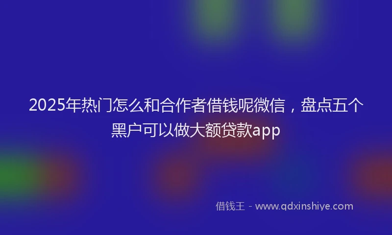 2025年热门怎么和合作者借钱呢微信，盘点五个黑户可以做大额贷款app