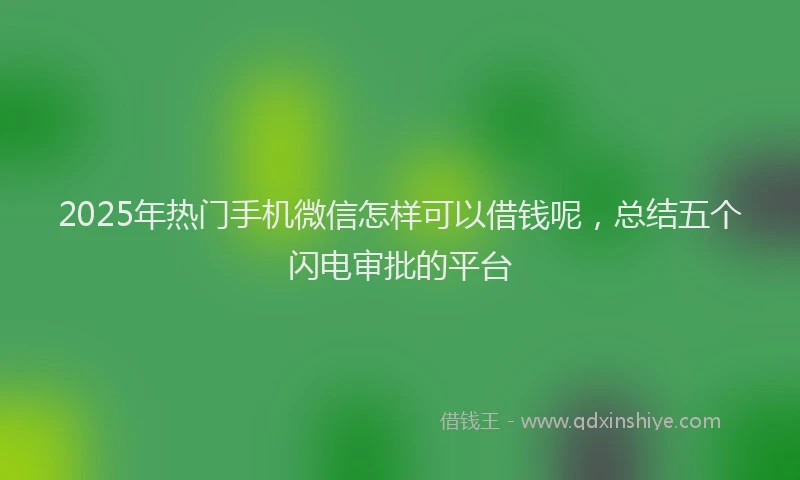 2025年热门手机微信怎样可以借钱呢，总结五个闪电审批的平台
