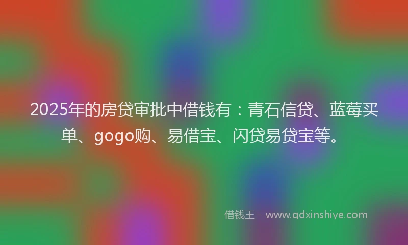 2025年的房贷审批中借钱有：青石信贷、蓝莓买单、gogo购、易借宝、闪贷易贷宝等。