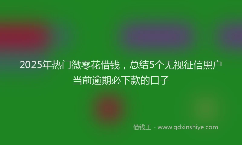 2025年热门微零花借钱，总结5个无视征信黑户当前逾期必下款的口子