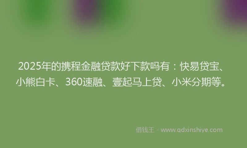 2025年的携程金融贷款好下款吗有：快易贷宝、小熊白卡、360速融、壹起马上贷、小米分期等。