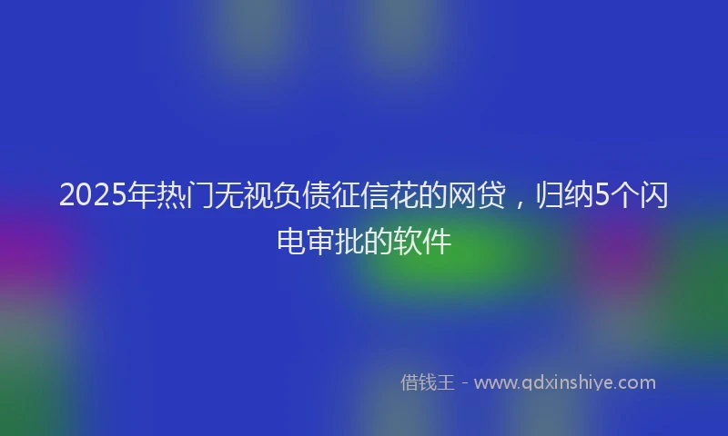 2025年热门无视负债征信花的网贷，归纳5个闪电审批的软件