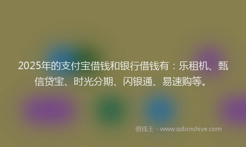 2025年的支付宝借钱和银行借钱有：乐租机、甄信贷宝、时光分期、闪银通、易速购等。