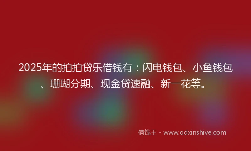 2025年的拍拍贷乐借钱有：闪电钱包、小鱼钱包、珊瑚分期、现金贷速融、新一花等。