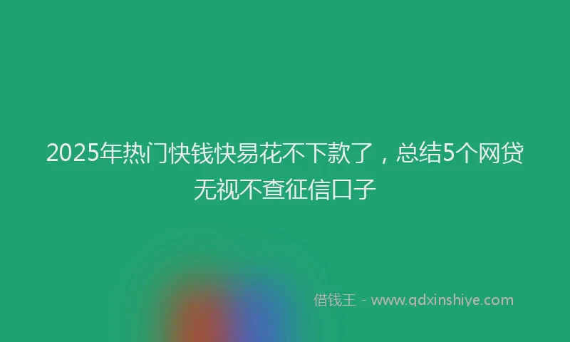 2025年热门快钱快易花不下款了，总结5个网贷无视不查征信口子
