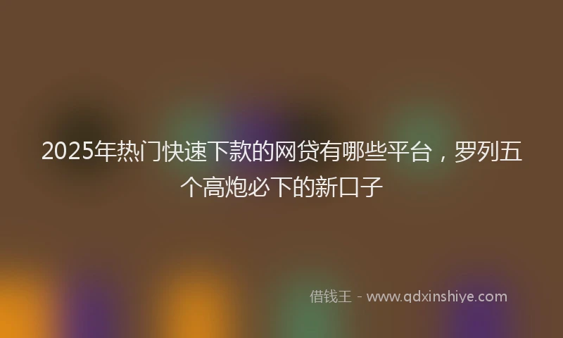 2025年热门快速下款的网贷有哪些平台，罗列五个高炮必下的新口子