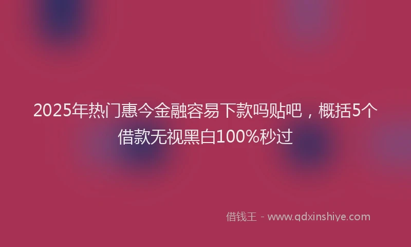 2025年热门惠今金融容易下款吗贴吧，概括5个借款无视黑白100%秒过