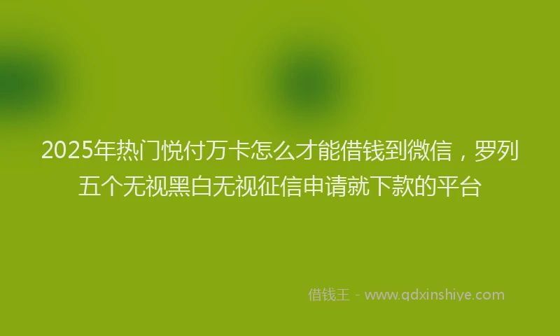 2025年热门悦付万卡怎么才能借钱到微信，罗列五个无视黑白无视征信申请就下款的平台