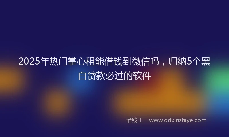2025年热门掌心租能借钱到微信吗，归纳5个黑白贷款必过的软件