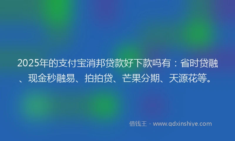 2025年的支付宝消邦贷款好下款吗有：省时贷融、现金秒融易、拍拍贷、芒果分期、天源花等。