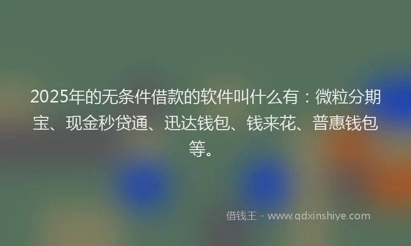 2025年的无条件借款的软件叫什么有：微粒分期宝、现金秒贷通、迅达钱包、钱来花、普惠钱包等。